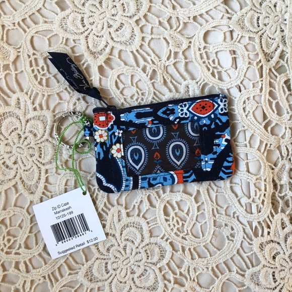 Vera Bradley Accessories Marrakesh Zip Id Keychain Blue Orange